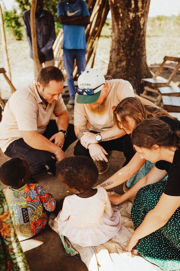 Praying with children and families outdoors